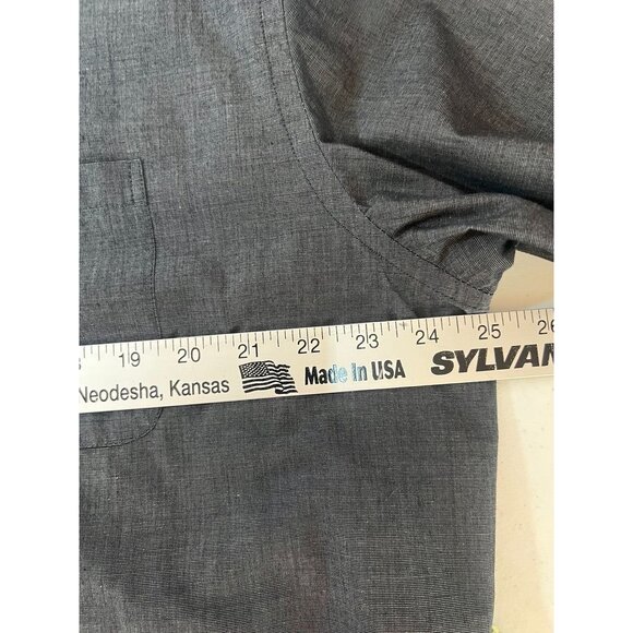 Van Heusen Mens Short Sleeve Button-Up Shirt L/G Gray Cotton/Polyester - Picture 5 of 6